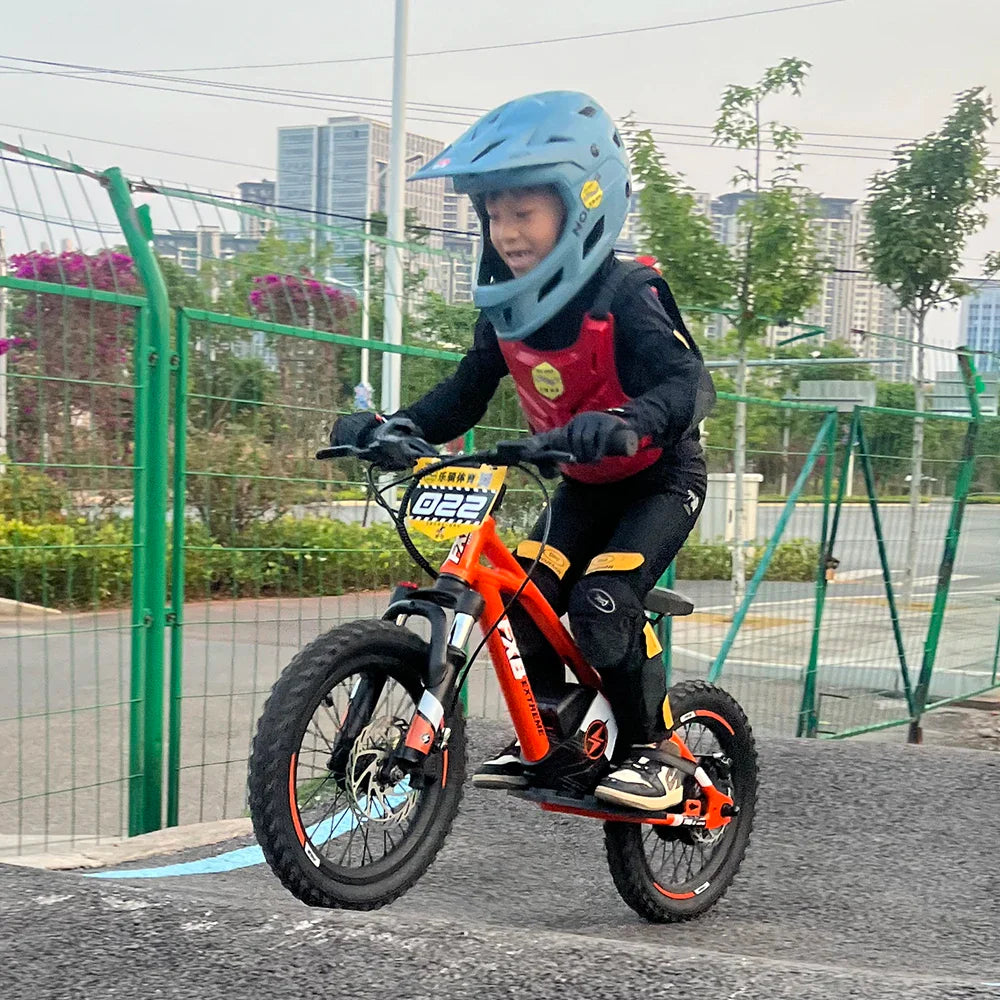HKM-231891 Electric 36V 5AH 16-Inch No-Pedal Bike for Kids Ages 5-8 with 3-Speed and Hydraulic Disc Brakes