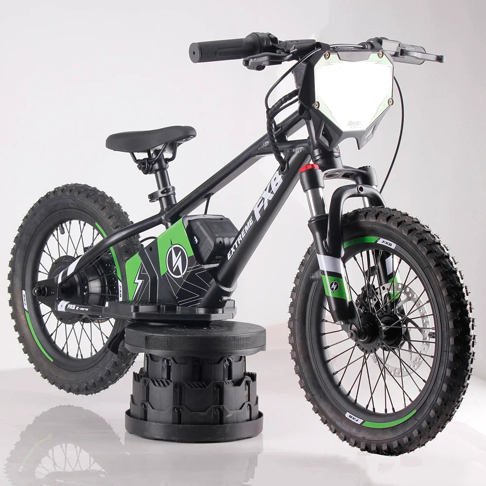 HKM-231891 Electric 36V 5AH 16-Inch No-Pedal Bike for Kids Ages 5-8 with 3-Speed and Hydraulic Disc Brakes