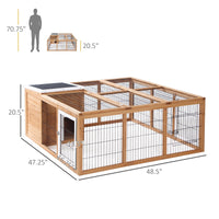 HKM-2319677 Waterproof Wood Rabbit Hutch with Enclosed Space and Open-Air Run for Small Animals