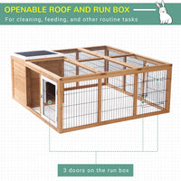 HKM-2319677 Waterproof Wood Rabbit Hutch with Enclosed Space and Open-Air Run for Small Animals