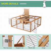 HKM-2319677 Waterproof Wood Rabbit Hutch with Enclosed Space and Open-Air Run for Small Animals