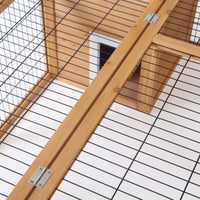 HKM-2319677 Waterproof Wood Rabbit Hutch with Enclosed Space and Open-Air Run for Small Animals