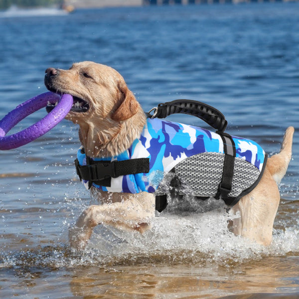 HKM-2320189 Corgi Dog Life Jacket in Camouflage Shark Design, Available in Multiple Sizes