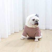 HKM-2320829 Cozy Cotton Striped Cartoon Hoodie for Dogs - Winter Wear