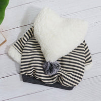 HKM-2320829 Cozy Cotton Striped Cartoon Hoodie for Dogs - Winter Wear