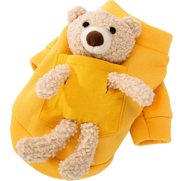 HKM-2321085 Cute Yellow Teddy Bear Sweater for Pets - Soft and Breathable Milk Silk Fabric