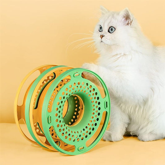 HKM-2322621 Cat Self-Help Boredom Relief Spinner Ball Toy Set in Yellow, Green, and Grey