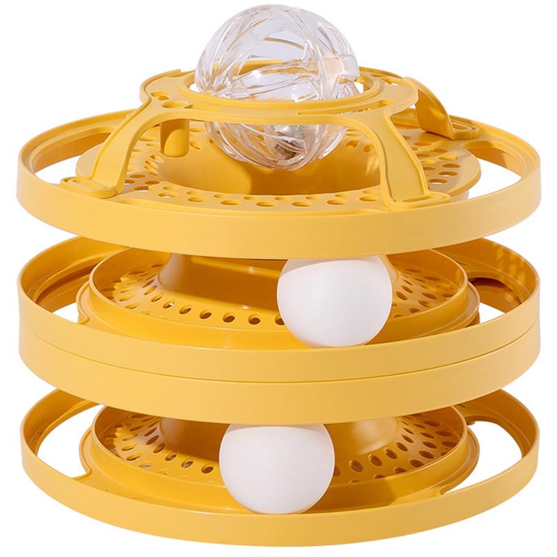 HKM-2322621 Cat Self-Help Boredom Relief Spinner Ball Toy Set in Yellow, Green, and Grey