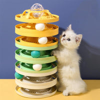HKM-2322621 Cat Self-Help Boredom Relief Spinner Ball Toy Set in Yellow, Green, and Grey