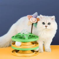 HKM-2322621 Cat Self-Help Boredom Relief Spinner Ball Toy Set in Yellow, Green, and Grey