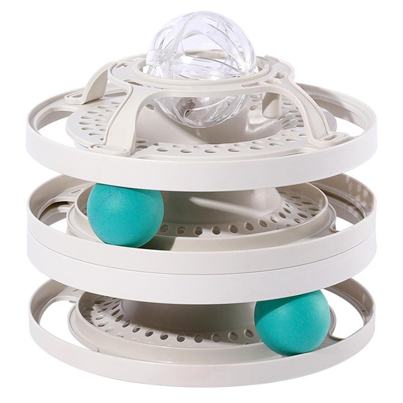 HKM-2322621 Cat Self-Help Boredom Relief Spinner Ball Toy Set in Yellow, Green, and Grey