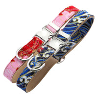 HKM-2323773 Flower Pattern Decorative Pet Collar in Pink, Red, Blue, Dark Blue - Adjustable Sizes Available