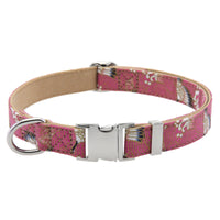 HKM-2323773 Flower Pattern Decorative Pet Collar in Pink, Red, Blue, Dark Blue - Adjustable Sizes Available