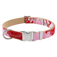 HKM-2323773 Flower Pattern Decorative Pet Collar in Pink, Red, Blue, Dark Blue - Adjustable Sizes Available