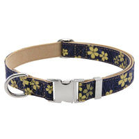 HKM-2323773 Flower Pattern Decorative Pet Collar in Pink, Red, Blue, Dark Blue - Adjustable Sizes Available