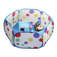 HKM-232467 Folding Pet Fence - Scratch Resistant Cloth Kennel for Cats and Dogs in White, Blue, and Red