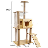 HKM-2325053 Wooden Cat Crawl Nest Scratching Board with Space Capsule Design