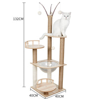 HKM-2325053 Wooden Cat Crawl Nest Scratching Board with Space Capsule Design