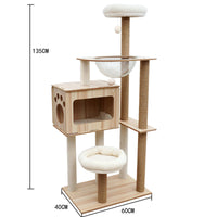 HKM-2325053 Wooden Cat Crawl Nest Scratching Board with Space Capsule Design