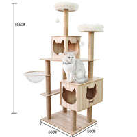HKM-2325053 Wooden Cat Crawl Nest Scratching Board with Space Capsule Design