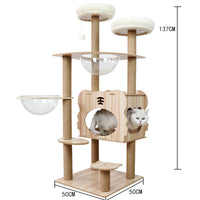 HKM-2325053 Wooden Cat Crawl Nest Scratching Board with Space Capsule Design