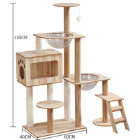 HKM-2325053 Wooden Cat Crawl Nest Scratching Board with Space Capsule Design