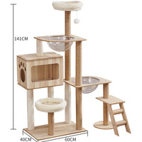HKM-2325053 Wooden Cat Crawl Nest Scratching Board with Space Capsule Design