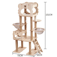 HKM-2325053 Wooden Cat Crawl Nest Scratching Board with Space Capsule Design
