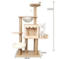 HKM-2325053 Wooden Cat Crawl Nest Scratching Board with Space Capsule Design