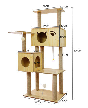 HKM-2325053 Wooden Cat Crawl Nest Scratching Board with Space Capsule Design
