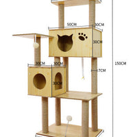 HKM-2325053 Wooden Cat Crawl Nest Scratching Board with Space Capsule Design