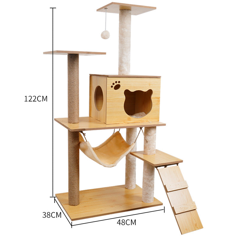 HKM-2325053 Wooden Cat Crawl Nest Scratching Board with Space Capsule Design