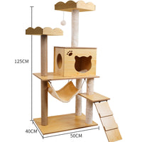HKM-2325053 Wooden Cat Crawl Nest Scratching Board with Space Capsule Design