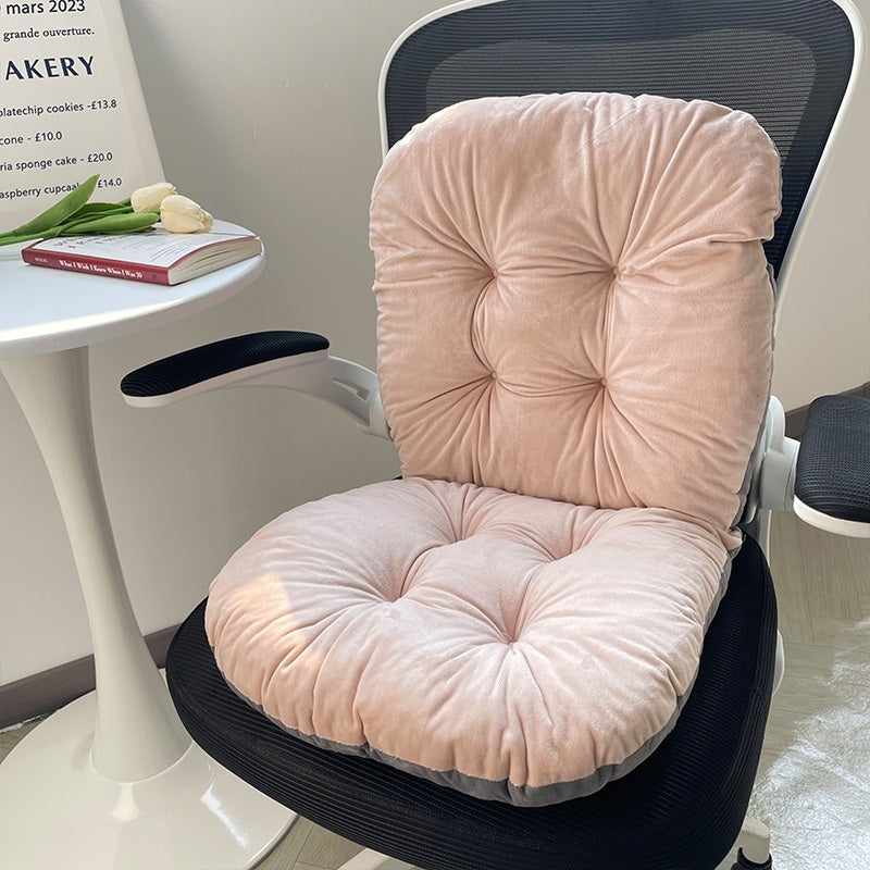 HKM-232531 Integrated Seat Cushion with Solid Color Backrest - Available in Light Pink, Beige, Light Gray, Light Brown, Bright Yellow, Grass Green