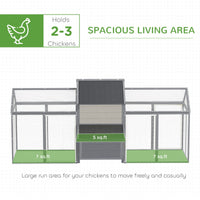 HKM-2325437 Wooden Chicken Coop with Double Run, Nesting Box, Gray - 100" Poultry House for Backyard Hens and Rabbits