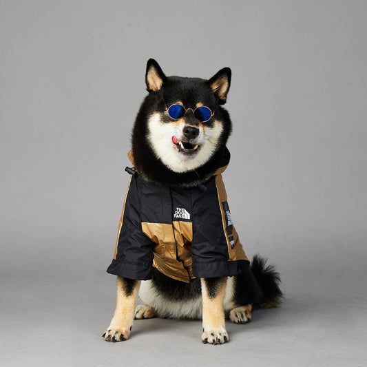 HKM-2325949 Large Dog Raincoat Jacket - Durable Polyester Material in Golden Color, Multiple Sizes Available