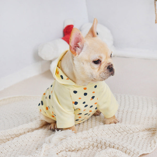 HKM-2326845 Cozy Casual Yellow Hoodie for Small Dogs - Cotton Fabric, Available in M, L, XL