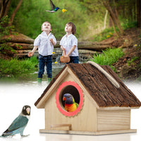 HKM-232723 Outdoor Paulownia Bird House for Parrots - Modern Nesting Box with Polished Finish