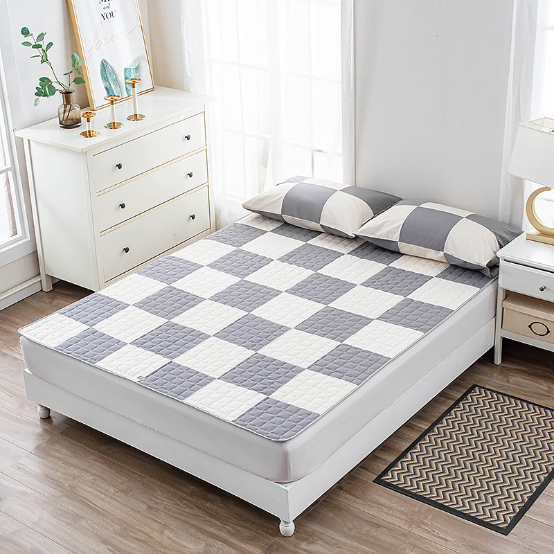 HKM-232787 Antibacterial Silver Fiber Cotton Fitted Sheet with Anti-Skid Pillow Cases - Geometric Modern Design