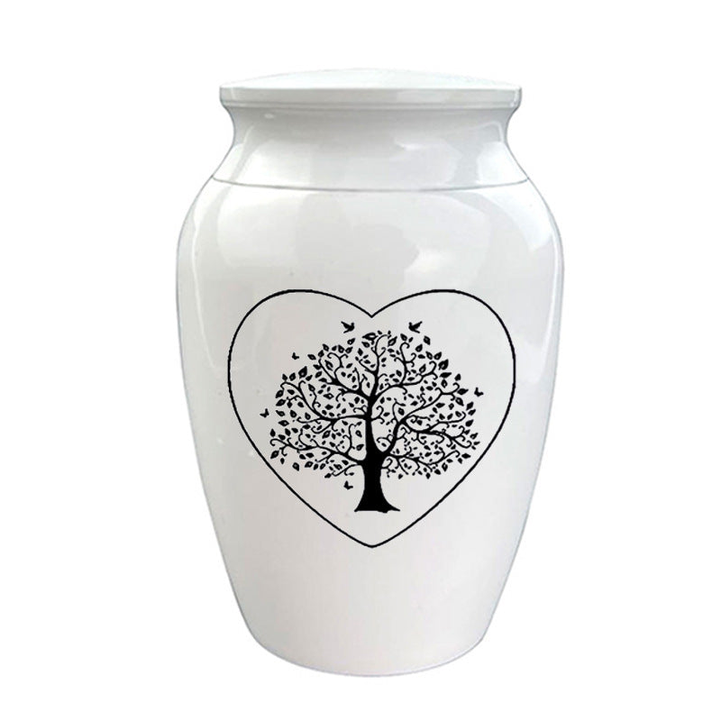 HKM-2329021 Tree of Life Aluminum Memorial Jar for Pet Remains - White 70x45mm