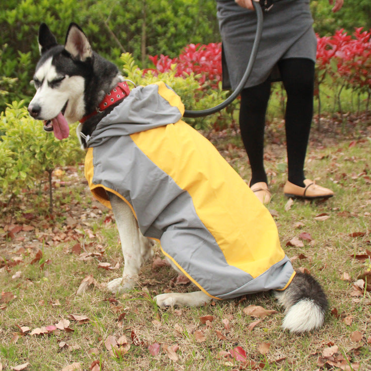 HKM-2329149 Color Block Big Dog Raincoat - Breathable Outdoor Jacket in Yellow and Green