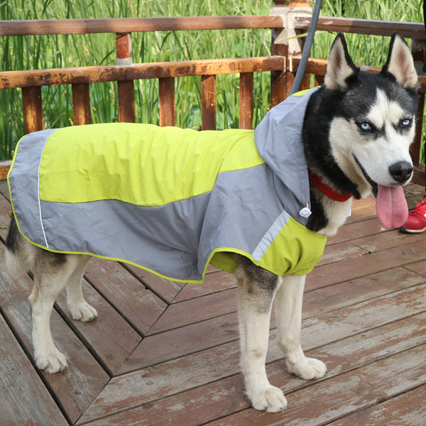 HKM-2329149 Color Block Big Dog Raincoat - Breathable Outdoor Jacket in Yellow and Green