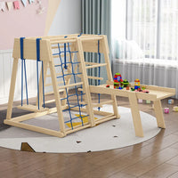 HKM-232915 Foldable Wooden Triangle Climbing Ladder for Indoor and Outdoor Play Gym - Safe and Sturdy Kids' Toy