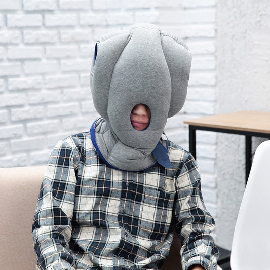 HKM-232915 Portable Travel Pillow Head Cover for Comfortable Sleep - Blue and Black Options