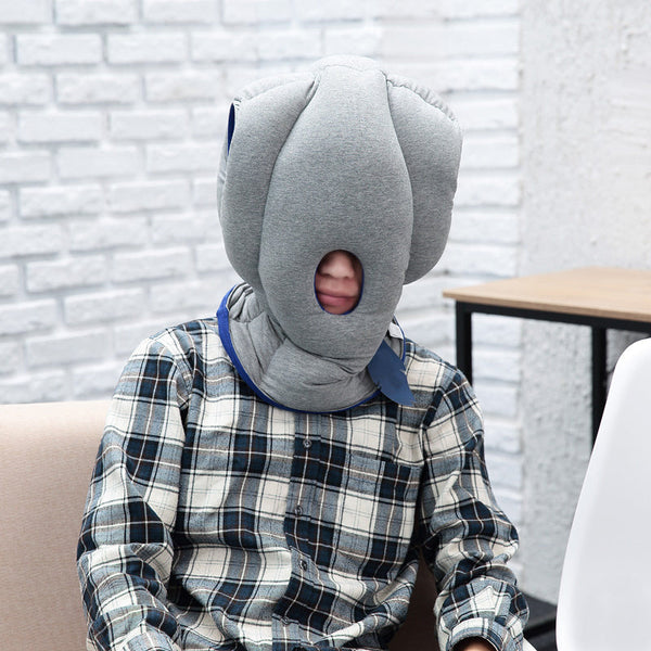 HKM-232915 Portable Travel Pillow Head Cover for Comfortable Sleep - Blue and Black Options