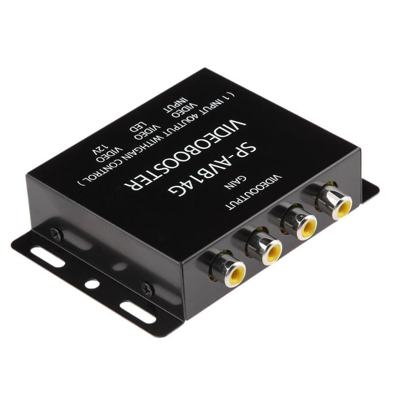 HKM-232979 4-Port AV Video Splitter for Car - One Input to Four Outputs, 12V Video Amplifier, Compact Size 70x100x20mm