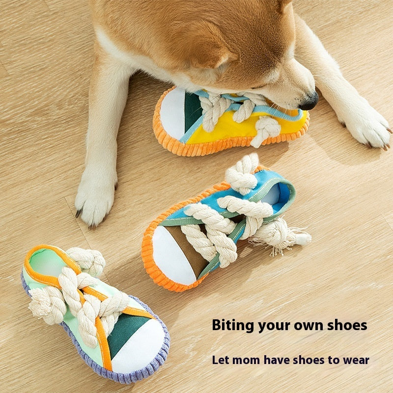 HKM-2330173 Bite Shoes Sound Pet Toy - Self-Hi Relieving Stuffy for Dogs, Oxford Cloth, 7*8*18cm, Available in Rock Yellow, Bondi Blue, Dean Green