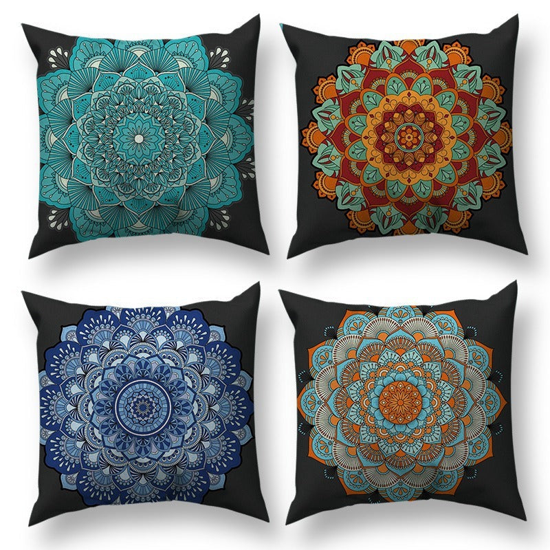 HKM-233171 Bohemian Ethnic Style Short Plush Pillowcase 45cm x 45cm for Home and Car Decor