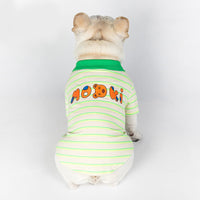 HKM-2332093 Thin Cotton Green Striped Polo Shirt for Pets - Summer Style