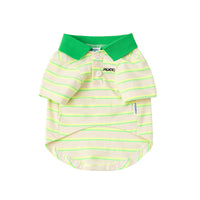 HKM-2332093 Thin Cotton Green Striped Polo Shirt for Pets - Summer Style